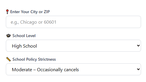 snow day calculator for checking weather